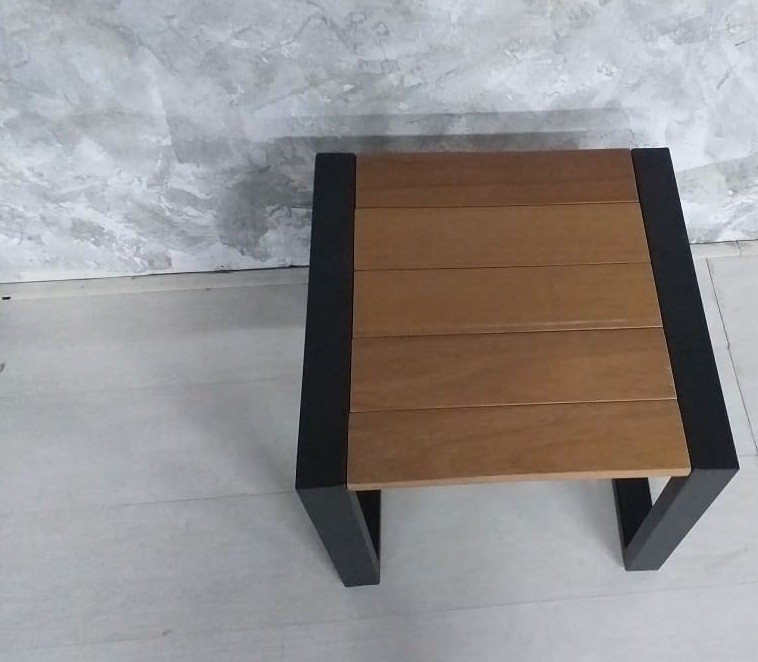 balau side table with metal legs