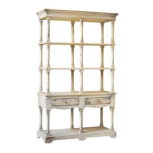 Adela Distressed White French Country Bookcase