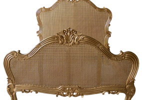 Gold Single Panel Rattan Bed, JD-604