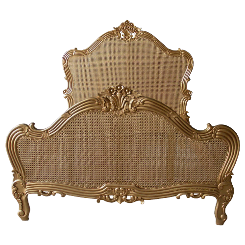 Gold Single Panel Rattan Bed