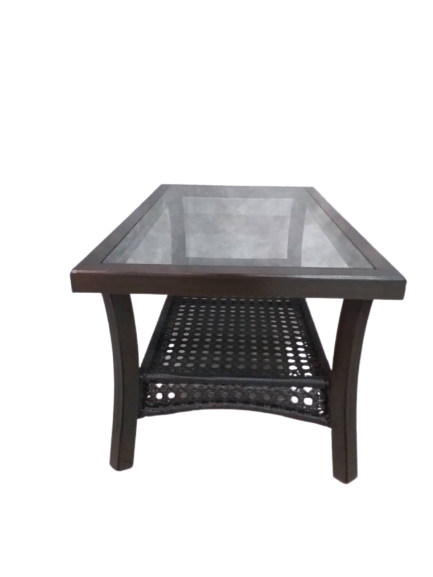 Rattan Coffee table With Wood Grain Aluminum Frame