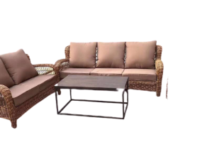 Danish Synthetic Rattan Design Sofa Set With Artificial Wood Table Top, JHA-0989