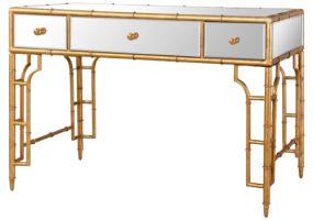 Aimee French Writing Desk Gold With White, JD-178
