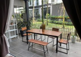 Balau Wooden Outdoor Dining Set, KTS-1002DTS