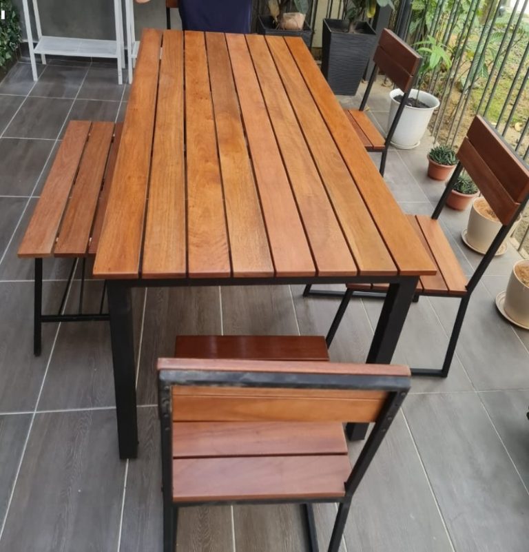 Balau Wooden Outdoor Dining Set, KTS1002DTS DECON DESIGNS Outdoor